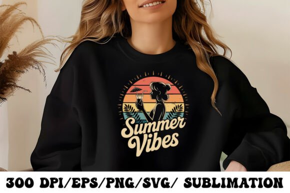 Download Retro Sunset Summer Vibes Illustration - Premium Bundle